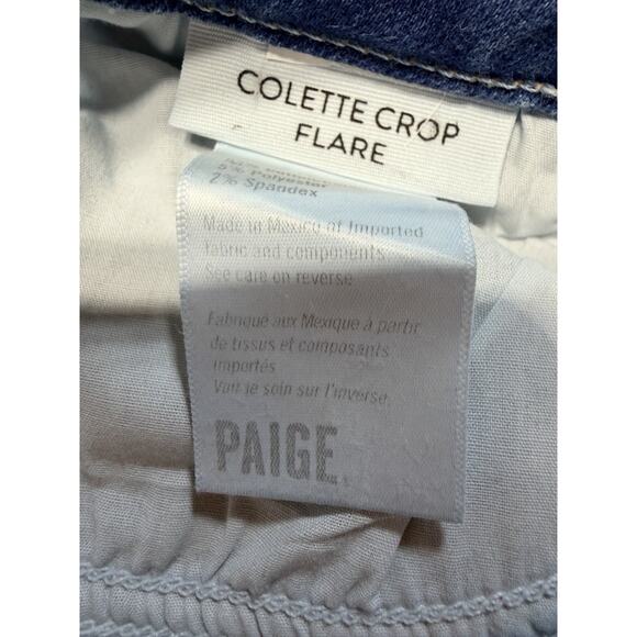 PAIGE Colette Crop Flare Jeans Slate Blue High Rise 90s Minimal Denim Size 32 - Picture 3 of 12